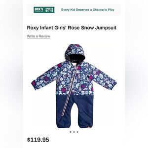 Roxy Infant Girls Rose Snow Jumpsuit NWT Size 6 Mos